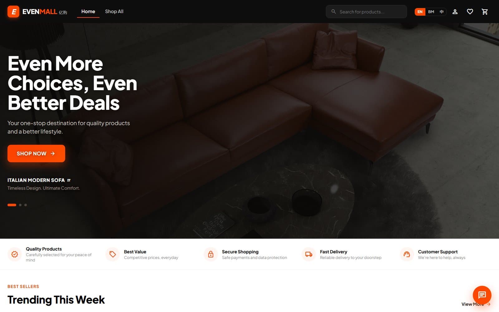 EvenMall — full site preview